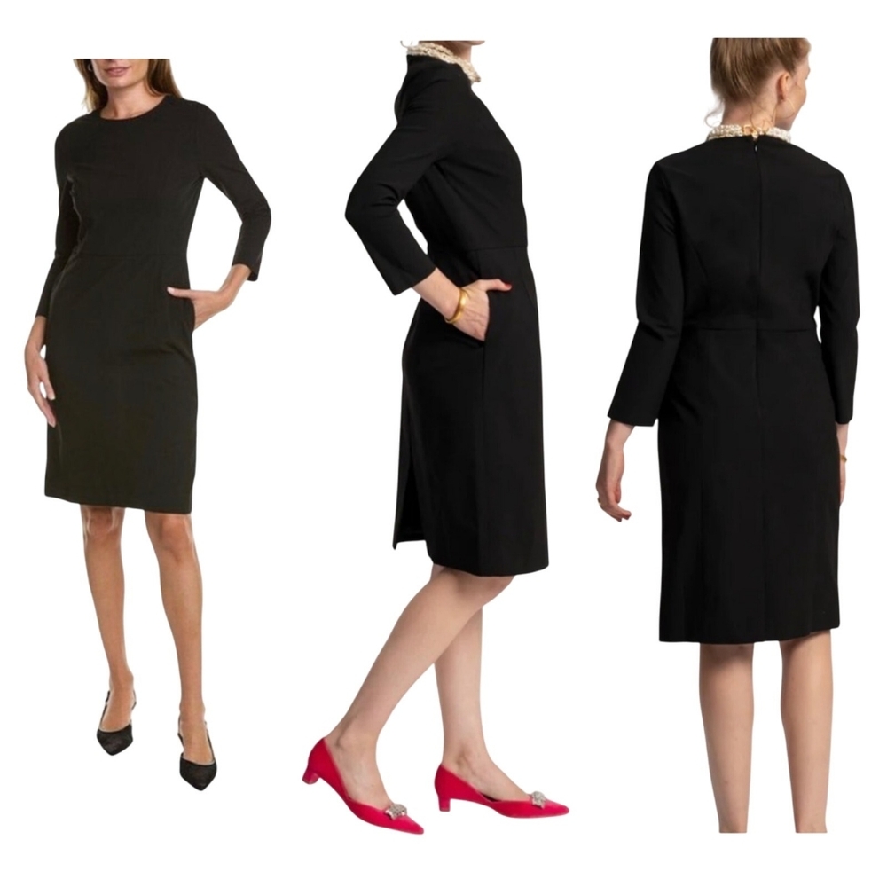 FRANCES VALENTINE Black Wool Blend Carolyn Sheath Dress 6, Nwt